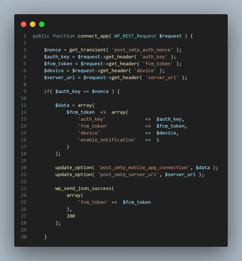 بخش ایراد دار کد افزونه Post SMTP